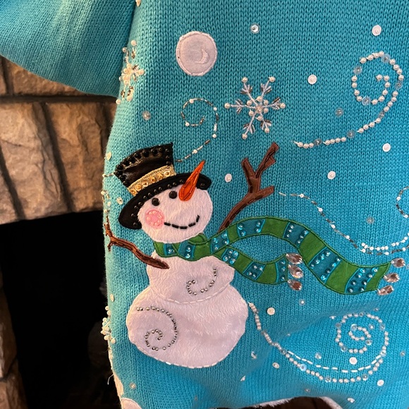 VTG Working Lights Quacker Factory Christmas Sweater Size L - Picture 7 of 9